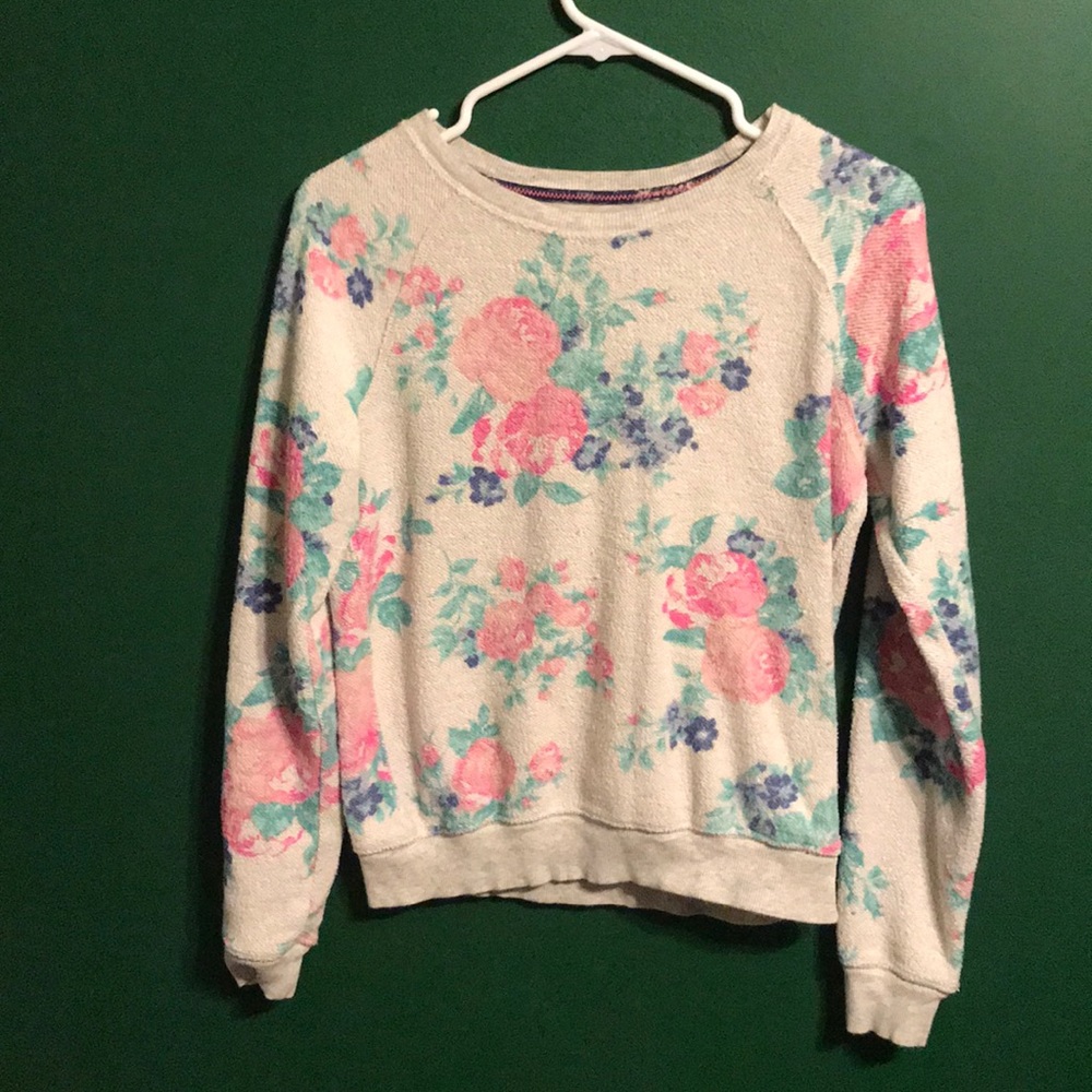 Slate/cream sweatshirt with floral print